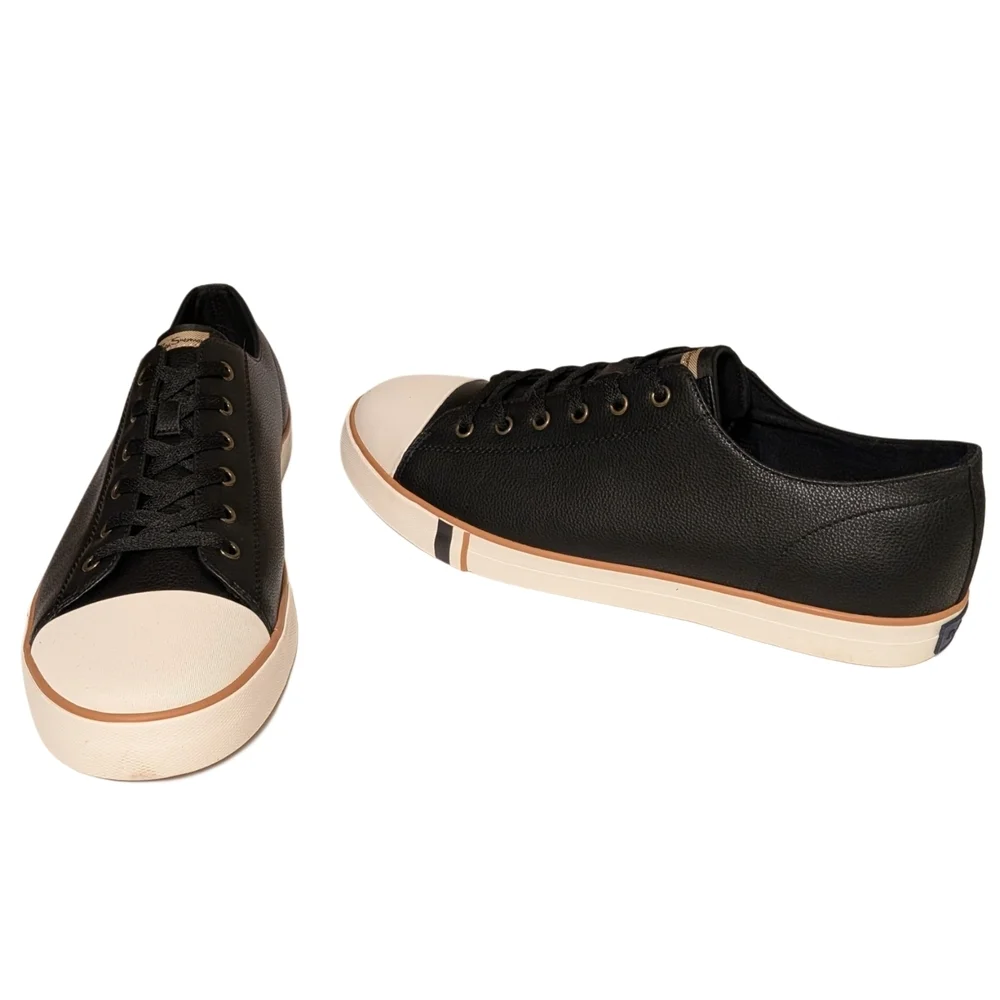 Ben Sherman Black Low-Top Sneakers with Cream Toe Cap